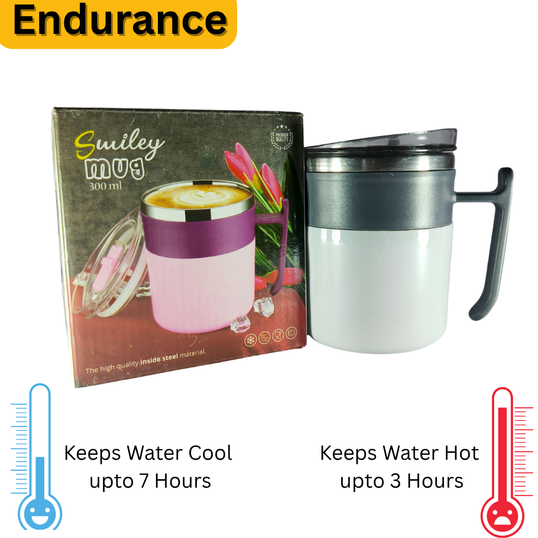 Coffee Mug with Sipper Lid Blue Stainless Steel Coffee Mug (300 ml)