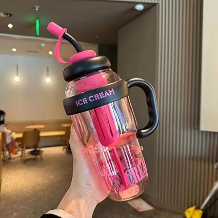 Large Capacity Tea Cup With Detachable Straw And Infuser || 1300ml Plastic Drinking Water Bottle || Water Bottle For Hiking, Camping, Sports, Road Trips, Outdoor (Pack Of 1) (Water Bottle)