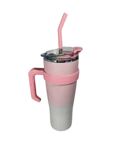 1200ml Gradient Stainless Steel Tumbler with Stainless Steel Straw & Sticker – Dual Color Options